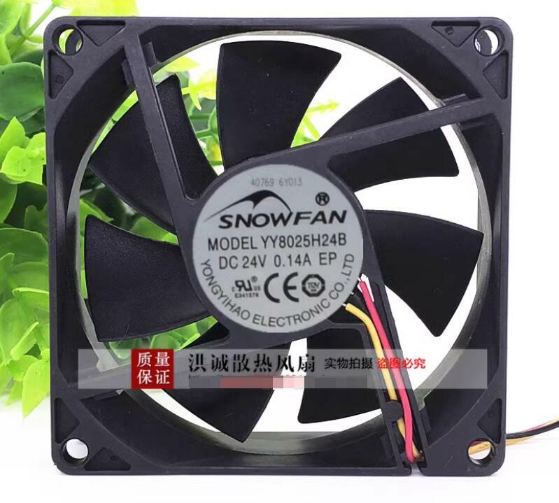 SNOWFAN-ventilador de refrigeración de servidor de 3 cables, YY8025H24B 24V DC 0.14A 80x80x25mm