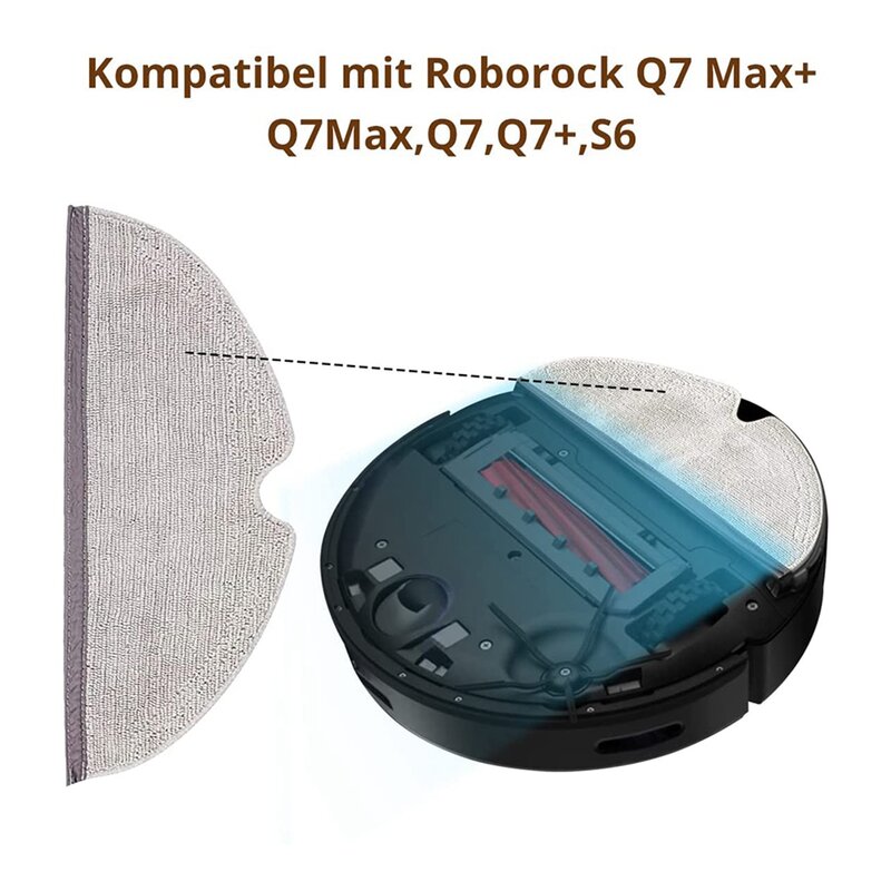 Pack of 4 Washable Replacement Brushes for Xiaomi Roborock Q7 MAX / Q7 MAX+ Roborock Vacuum Cleaner