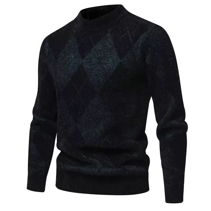 Suéter de vison de imitação masculino, pulôver de malha quente macio e confortável, tendência de alta qualidade, novo