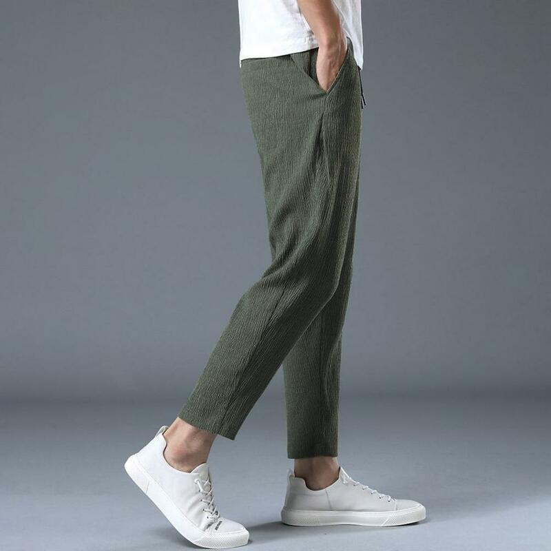 Spodnie męskie Spodnie dresowe z lodowego jedwabiu ze sznurkiem w talii Szerokie nogawki do noszenia sportu Letnie spodnie do joggingu z elastycznymi kieszeniami