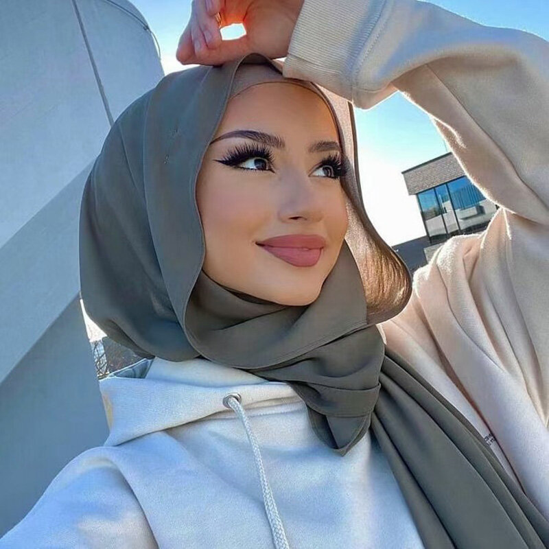 Foulard Hijab en mousseline de soie pour Femme, voile musulman ramadan ,hijab femme musulman,foulard musulmane pour femme, foulard mousseline en Jersey doux de haute qualité hijab islam voile femme musulman,70*180cm