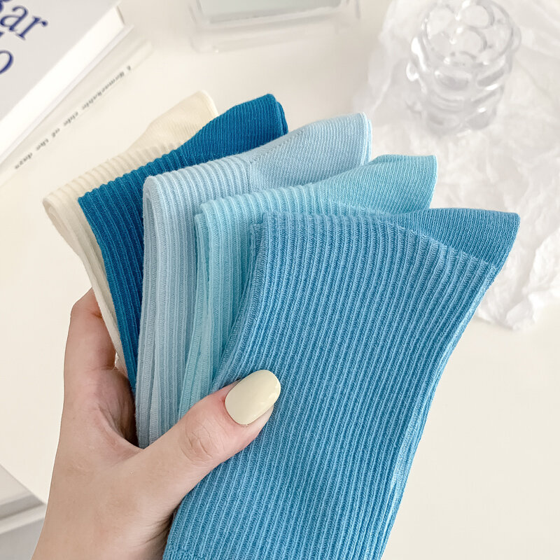 Calcetines tobilleros de Color azul para mujer, accesorio Harajuku