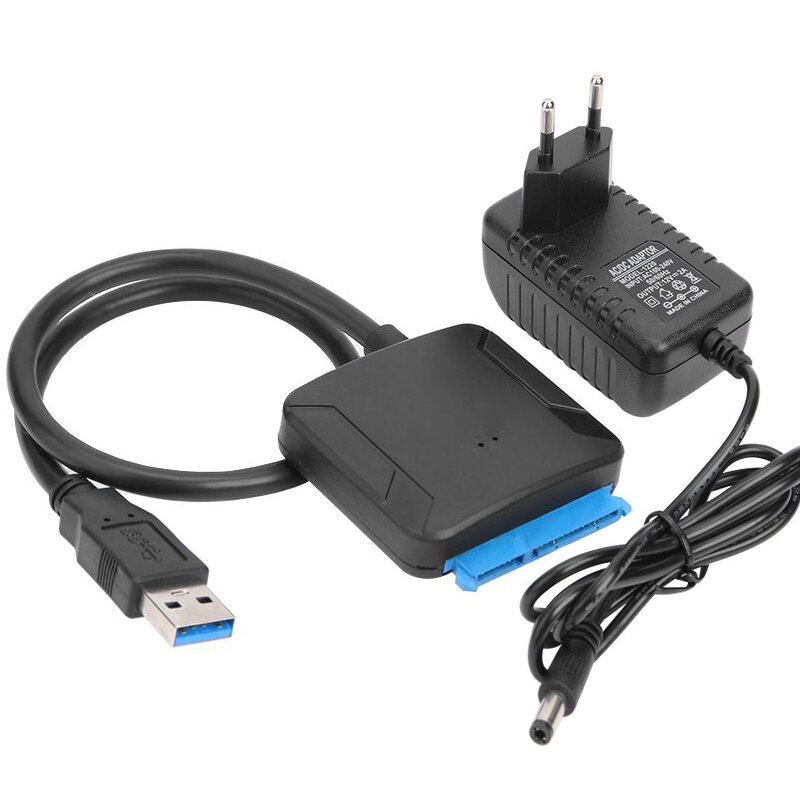 Câble adaptateur SATA vers USB 3.0 pour disque dur SSD HDD, convertisseur de disque dur SATA III, prise en charge UASP avec adaptateur secteur 12V, 3.5 pouces, 2.5 pouces