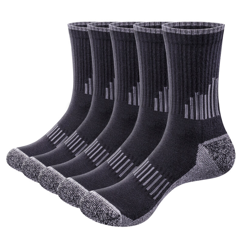 YUEDGE Mens Training Athletic Socks Moisture Wick Cotton Casual Work Cushioned Crew Socks for Men Size 37-46 EU