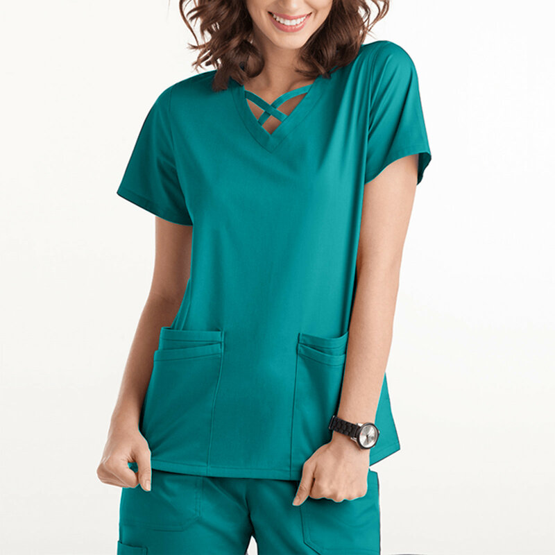Enfermeiros Uniforme para Mulheres, Uniformes Cirúrgicos Scrubs, Enfermeira Scrub Tops, Blusa para Clínica, Casacos de Proteção, Camisas Uniformes de Enfermagem
