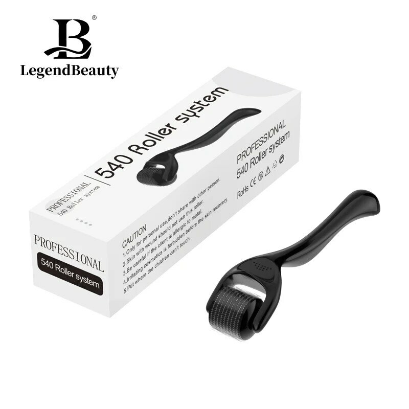 0.25Mm Black Derma Roller Facial Massager Micro Needle 540 Derma Roller For Beard Hair Growth