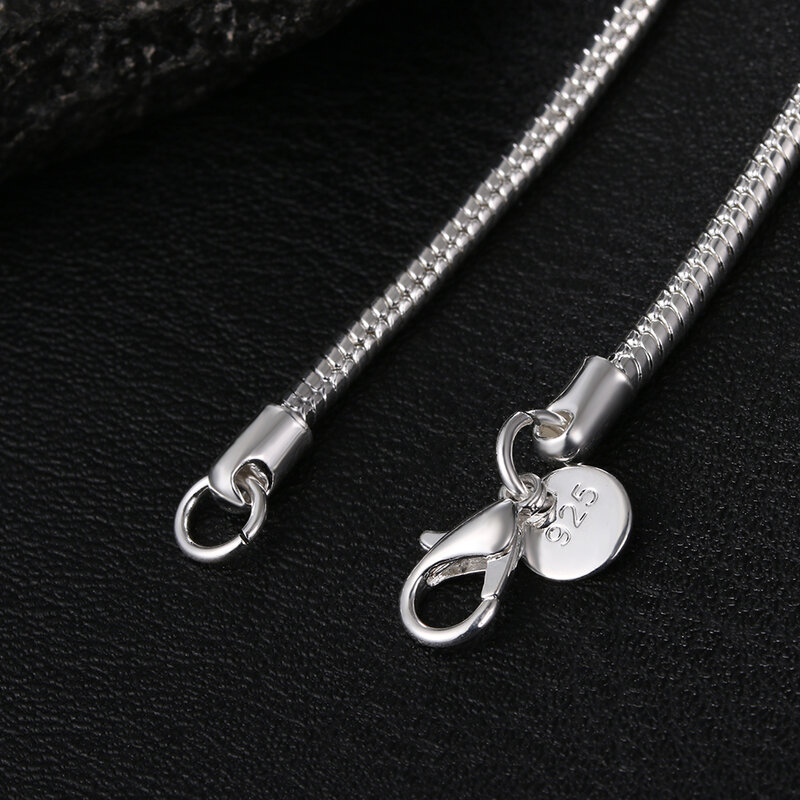 40-75cm 925 Sterling Silver 1MM/2MM/3MM stałe wąż łańcuszkowy naszyjnik dla mężczyzn kobiety moda biżuteria dla wisiorek darmowa wysyłka