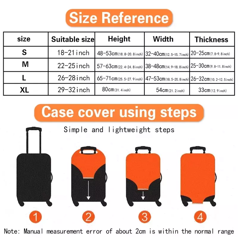 Luggage Cover 18-32 Inch Elastic Suitcase Cover Full Body Print Dustproof Suitcase Protective Case Travel Accessories