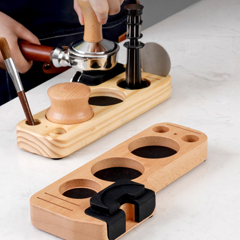 Soporte de Tamper Portafilter Universal de madera de pino para café, organizador de utensilios de palanca de café, 25cm