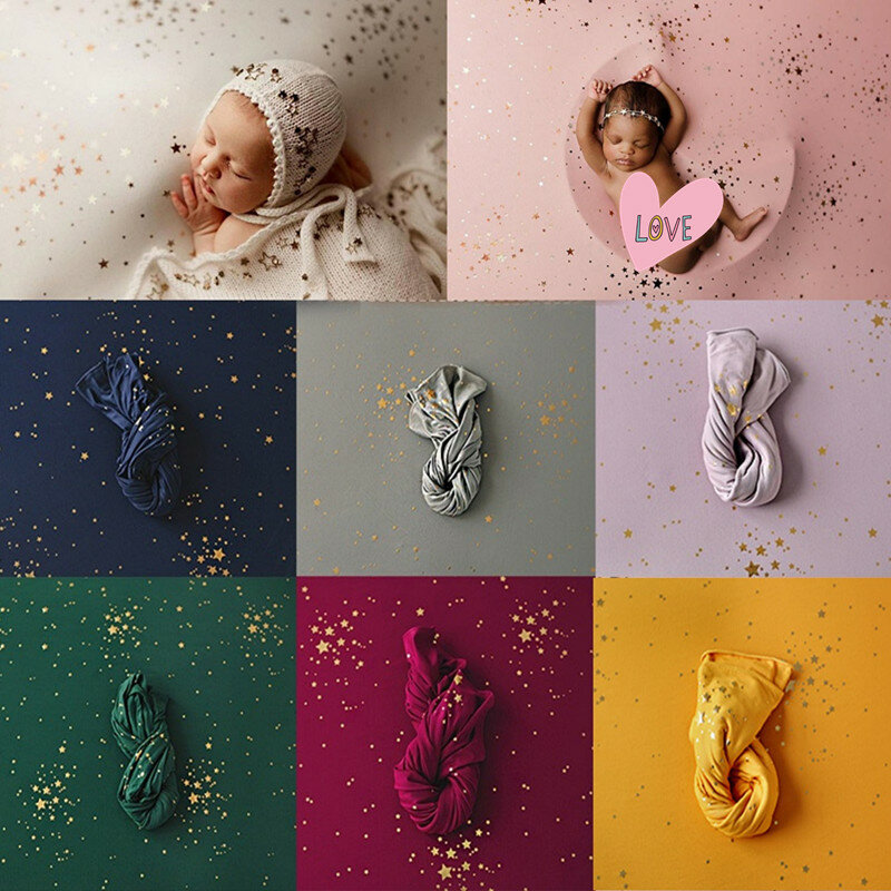 40/150*170cm Neugeborenen Fotografie Requisiten Decke Baby Vergoldung Sterne Decke Hintergrund Stoffe Tuch Baby Schießen Studio Zubehör