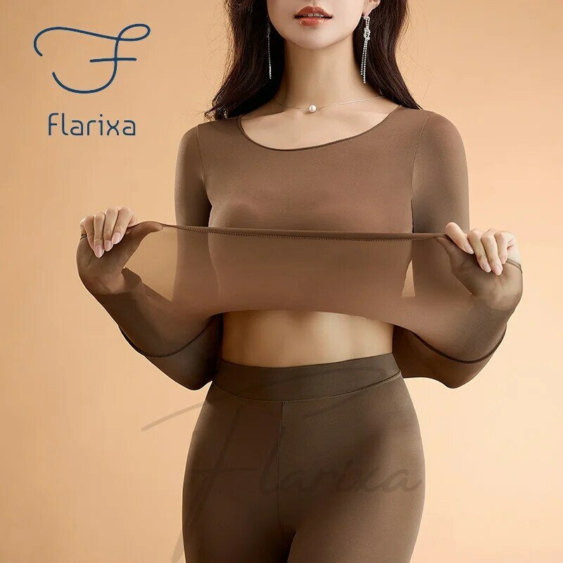Flarixa سلس الحرارية الملابس الداخلية مجموعة للنساء ، السيدات رقيقة أعلى ، طويل جونز ، الطبقة الأولى ، 2 قطعة دعوى ، الملابس الشتوية