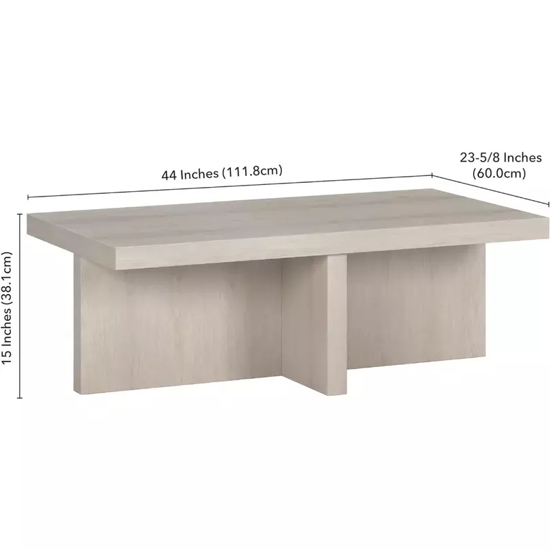 Elna-Mesa de centro redonda de madera para sala de estar, mueble de almacenamiento oculto Lateral, color blanco, 44 "de ancho