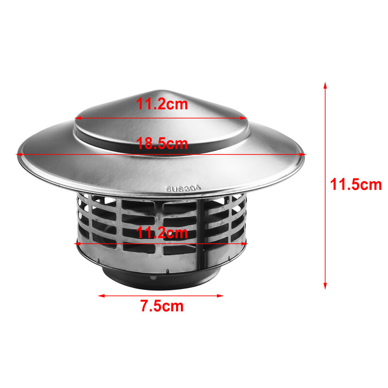 75/200mm Stainless Steel Chimney Cap For Exterior Roof Pipe Vents Chimney Exhaust Hood Air Outlet Chimney Cap Tools