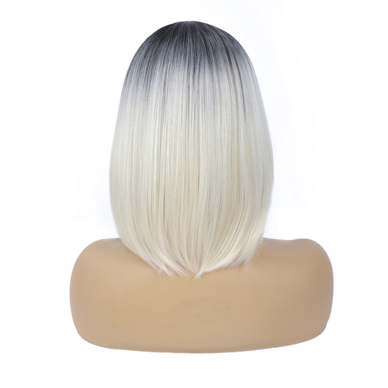WIND FLYING Fashion Wig Short Hair Middle Parted Color Bob Head Chemical Fiber High Temperature Silk Ladies Wig Head Covering,H