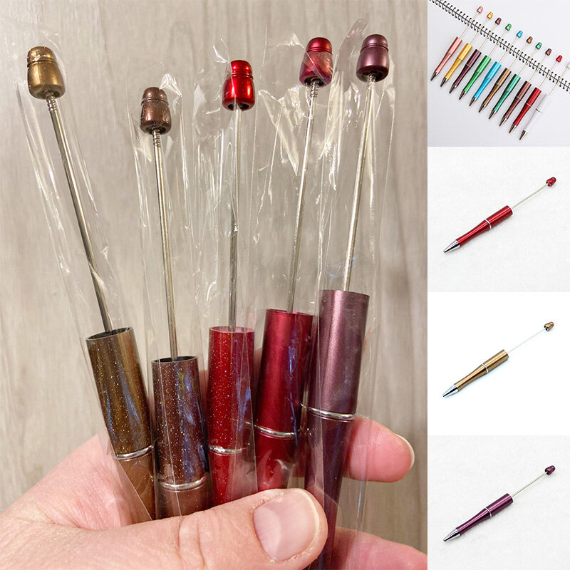 20pcs Beaded Pens Plastic Beadable DIY Ballpoint Pens Kids Gift Advertising Bead Pens School Office Supplies Stationery Pens