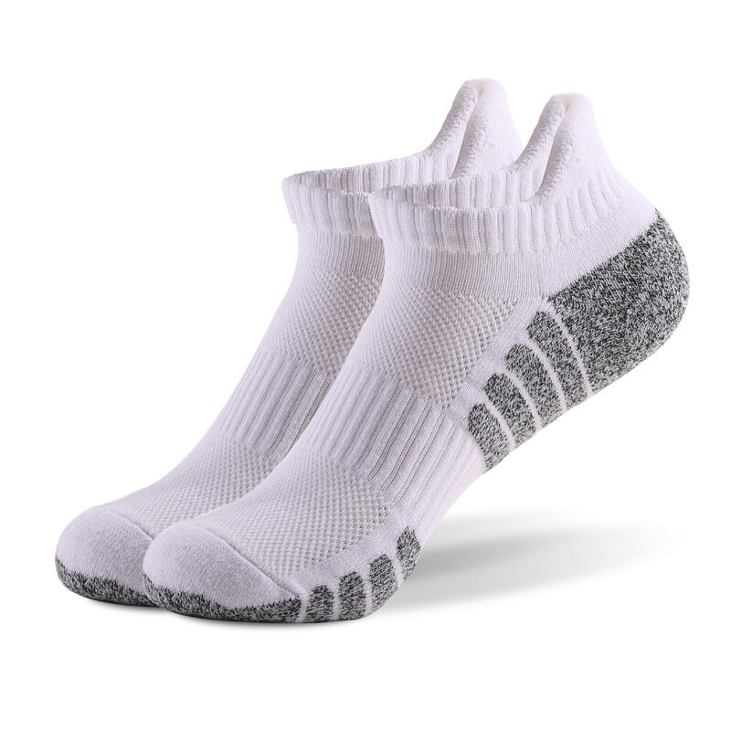 ถุงเท้าผ้าคอตตอนด้านล่างหนา3คู่ถุงเท้าตาข่ายสำหรับผู้ชายถุงเท้ากีฬากันลื่นระบายอากาศได้ถุงเท้ากีฬา