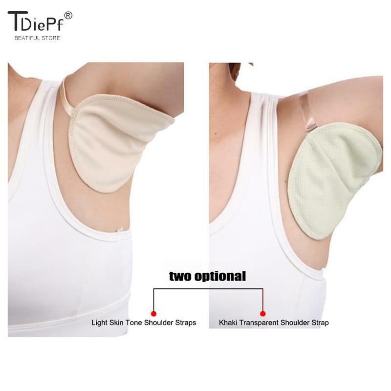 1pair Armpit Sweat Pads Underarm Sweat Shield Pad washable Armpit Sweat Absorbing Guards Shoulder Strap Skin Color