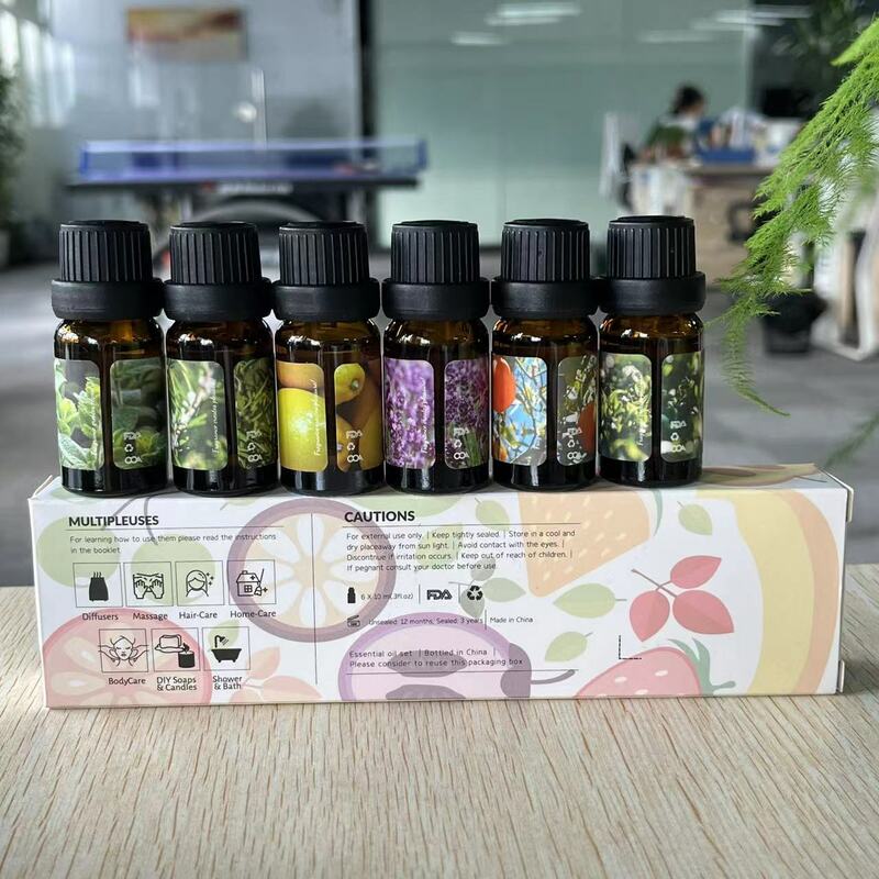 6 buah Set kotak hadiah aromaterapi tanaman minyak esensial tunggal 10ml parfum Diffuser rumah mobil diy udara segar