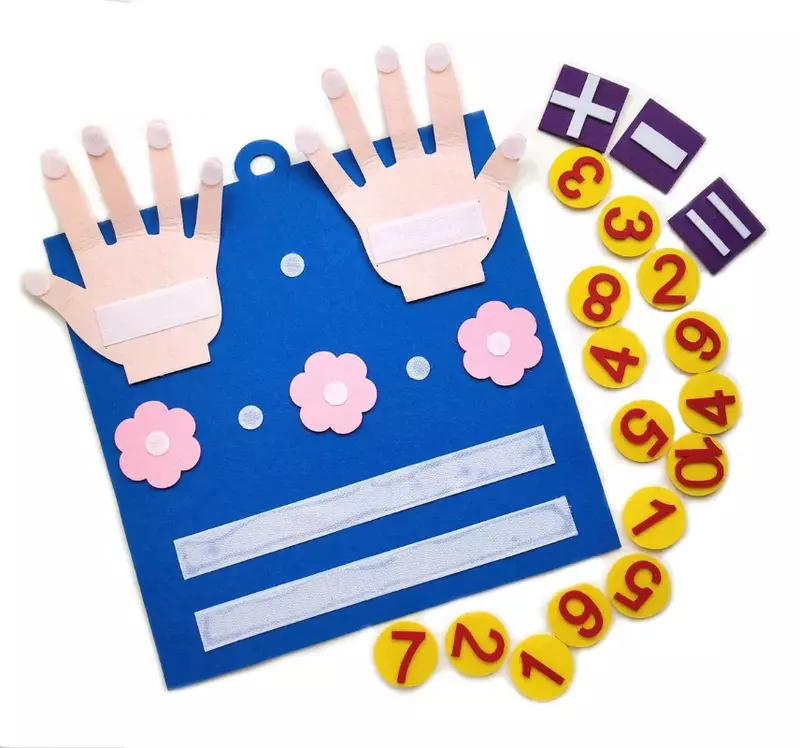 Juguetes Montessori para niños pequeños, juguete de matemáticas con números de dedo de fieltro para contar aprendizaje temprano, desarrollo de inteligencia de 30x30cm
