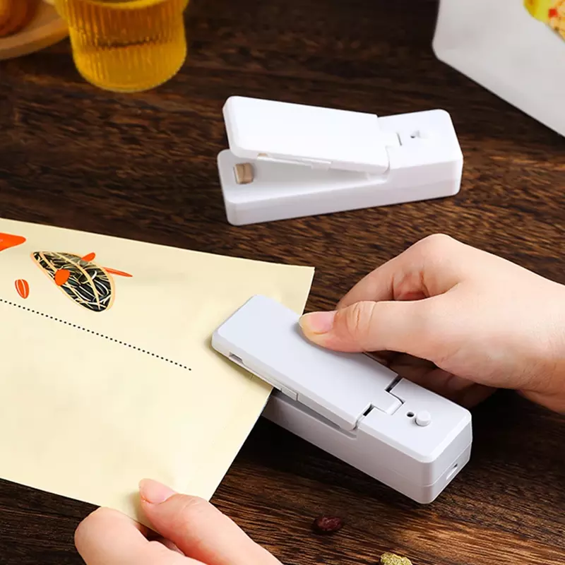 Мини-герметик для пакетов 2 в 1, портативный, заряжаемый по USB, с ножами для резки, для хранения продуктов