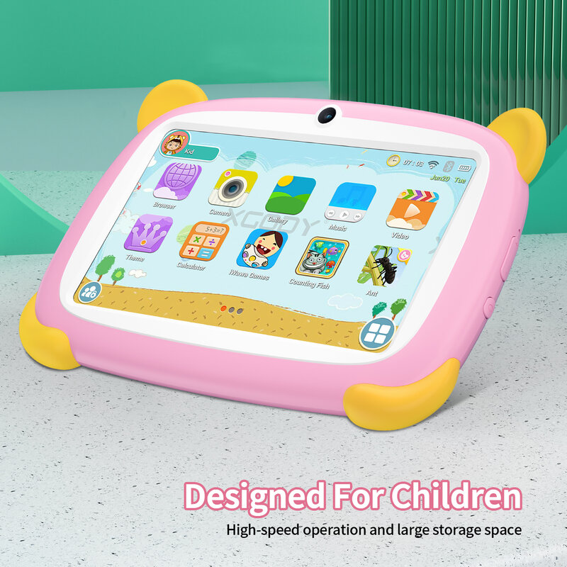Sauenaneo-Tableta Android 738 de 7 pulgadas para niños, Tablet de 32GB para niños, estudio educativo, Bluetooth, WiFi, con película protectora, regalo