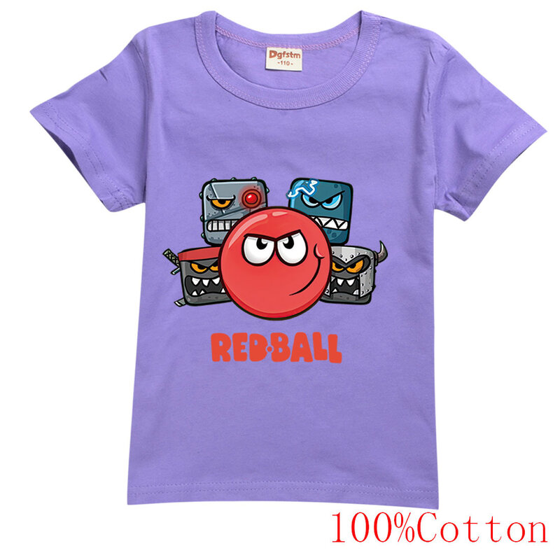 男の子用Tシャツ2023,子供用ヒップホップトップス,ギフト,赤いボール4漫画Tシャツ,赤ちゃん用ファッション,半袖