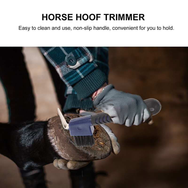 Pegangan antiselip karet Hoof Pick dengan sikat nilon Aksesori penunggang kuda untuk membersihkan sikat perawatan kuku profesional
