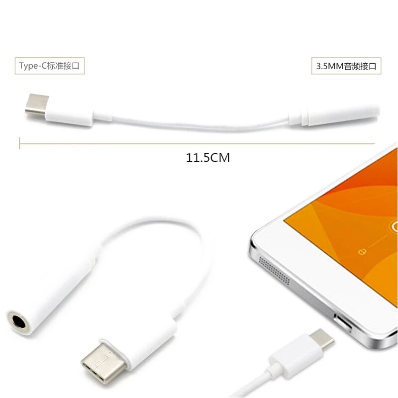 10-100Pcs Type-C ถึง3.5มม.หูฟังสายเคเบิลอะแดปเตอร์ Usb 3.1ประเภท C USB-C ชาย3.5เสียง AUX แจ็คสำหรับ Letv Xiaomi