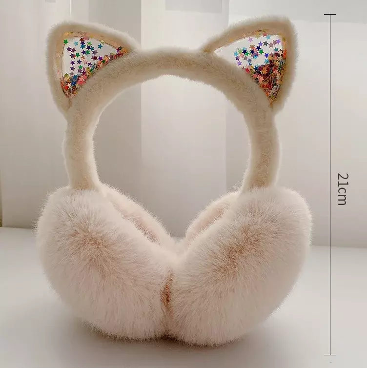 Girl Earmuffs Winter Cat Ear Ear Muffs Foldable Warm Ear Protect Cute Faux Fur Soft Fluffy Earcap Children Ear Cover Ear Muff