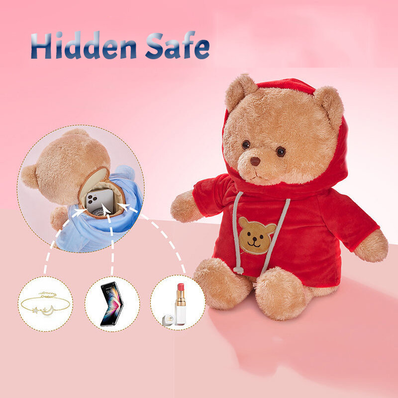 30/40cm boneka beruang tersembunyi keselamatan penyimpanan kompartemen aman pandangan rahasia kotak penyimpanan kreatif untuk uang perhiasan anak-anak boneka beruang