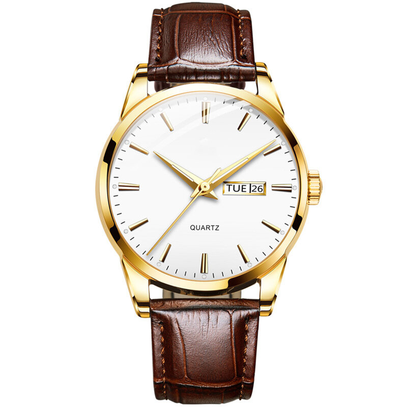 Relógio quartzo clássico masculino, relógios de pulso impermeáveis, agulha luminosa, data automática, reunião de negócios, namoro