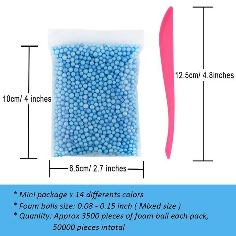 Micro-Polystyrene Beads Small Foam Balls Slime Beads Set With 3 Slime Tools Fit For Slime Making Art DIY Craft, (Contain No Slim