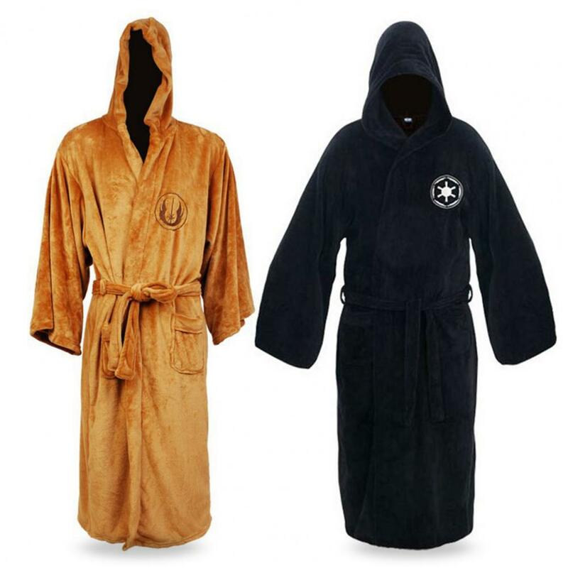 Simple Coldproof Star Pattern Nightgown Bathrobe Washable Male Bathrobe Star Pattern Belt Nightgown Bathrobe for Home
