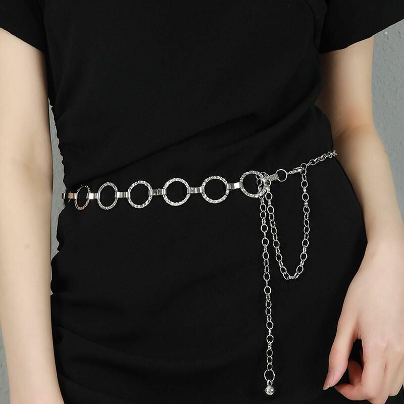 Elegant Adjustable For Girls Zircon Vintage Tassel Dress Decoration Women Thin Waistband Metal Korean Waist Belt