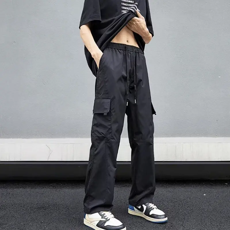 Японские повседневные штаны из чистого хлопка для мужчин, летние модные брендовые универсальные рабочие брюки, свободные облегающие прямые штаны для s
