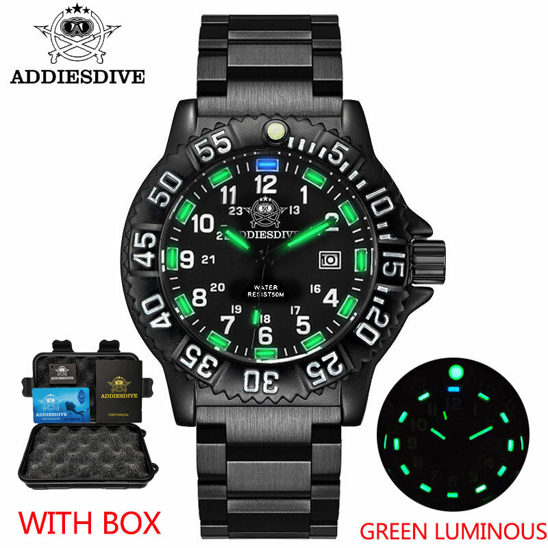 Relógio de aço inoxidável à prova dwaterproof água relógios militares do exército azul verde luminoso movimento quartzo alta qualidade