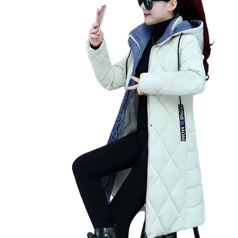 여성용 따뜻한 두꺼운 다운 코트 재킷, 오버사이즈 빈티지 럭셔리 후드 롱 코트 파카, 가을 겨울 패션, 2023
