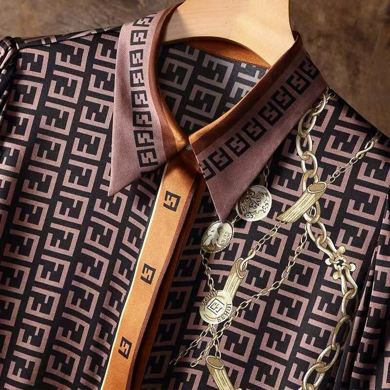 Camisa feminina de cetim stretch, top manga longa, camisa de viagem estampada com letras, outono, novo, Moda, 2023