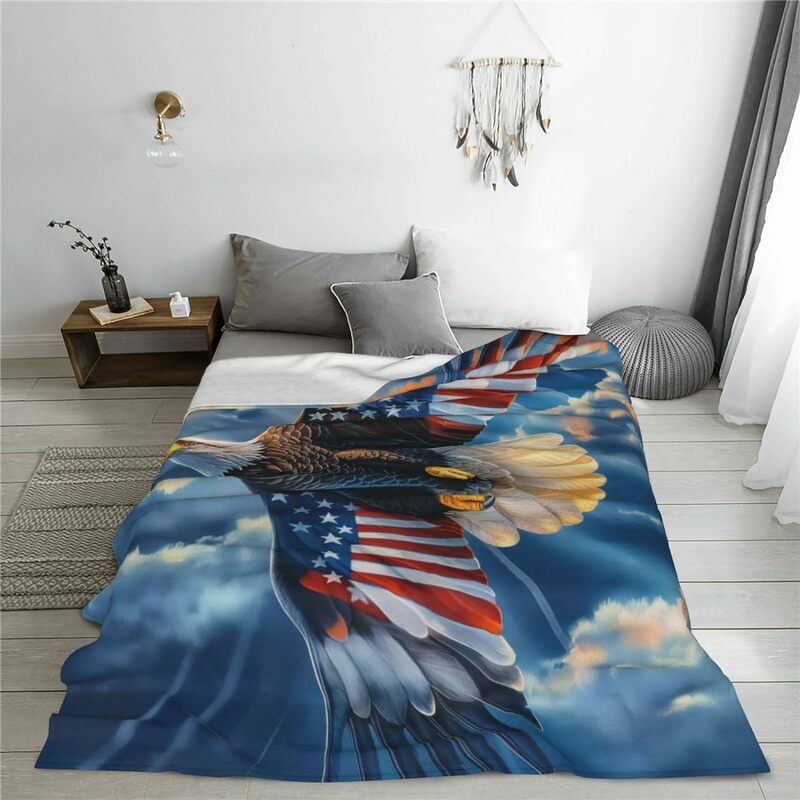 Фланелевое дизайнерское одеяло на заказ, мягкое, теплое и удобное одеяло с изображением национального флага и орла, диван-кровать для гостиной