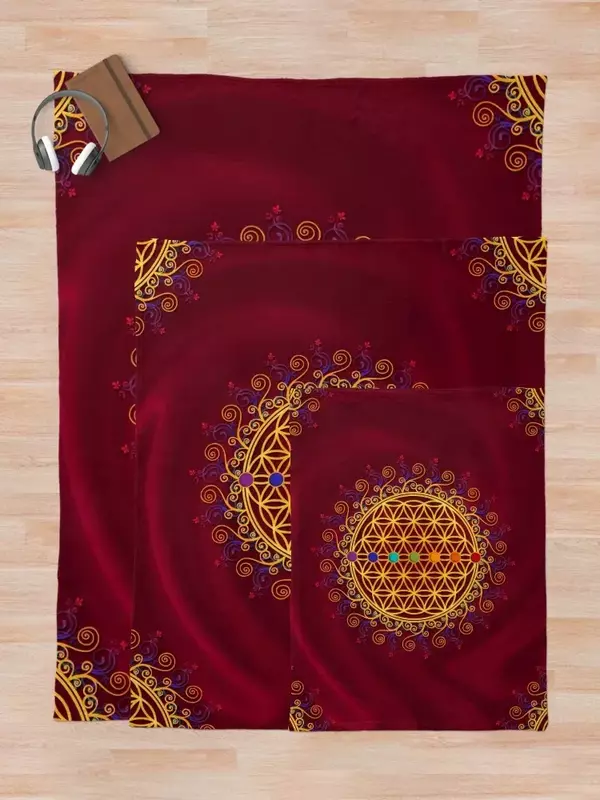 Fiore della vita, chakra, spiritualità, YOGA, ZEN, coperta da tiro decorazione natalizia divano coperte Decorative per divani