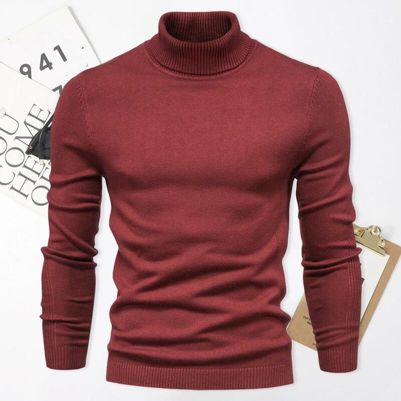 Winter Turtleneck Thick Men Sweater Casual Solid Color Slim Fit Casual Pullover Men Winter Knitwear Knitted Sweater Knit Top
