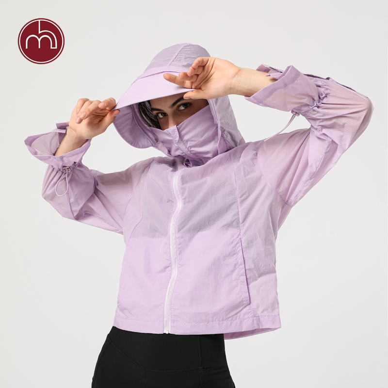 Sunscreen Yoga Jacket Sun-protective Run Windproof Clothing Breathable Hat Outdoor Sports Camping Coat Waterproof Gym Fitness