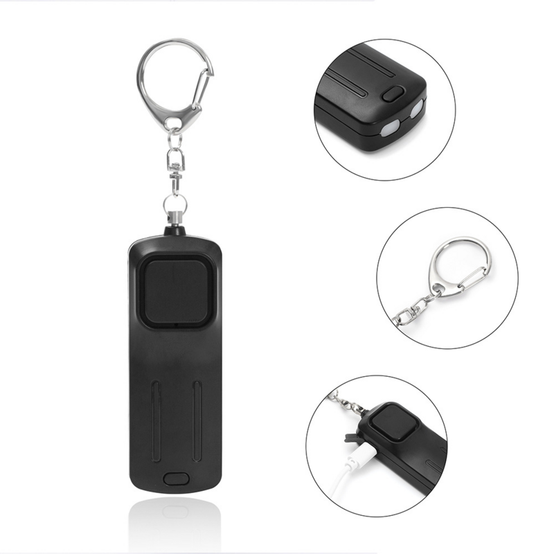 4 cores ABS Material 130db Auto Defesa Segurança Keychain Alarme de Som Dispositivo Led Keychain Alarme Pessoal Anel Chave com Luz Led