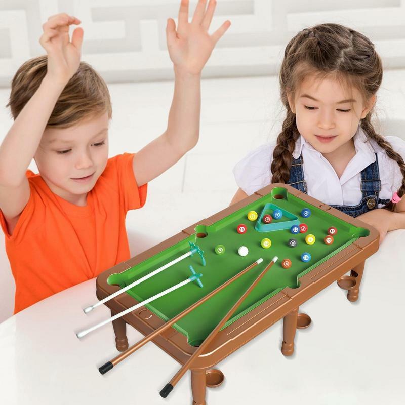 Mini Pool Table Portable Toy Pool Table Billiard Game Set with Tripod and 4 Cue Sticks for Living Room Bedroom Indoor Use
