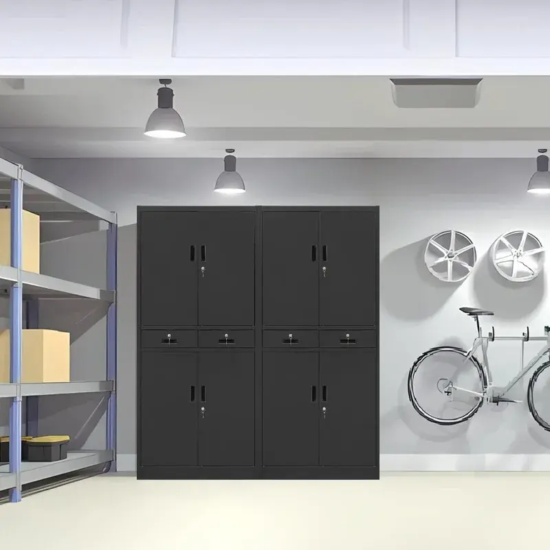 Armario de almacenamiento de Metal con estantes y cajones ajustables, gabinete de almacenamiento de acero con bloqueo para oficina, garaje, hogar, escuela