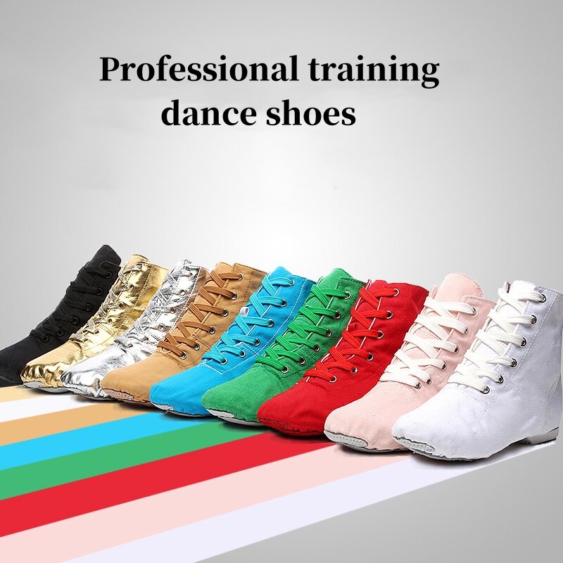 Chaussures de danse montantes en toile DN pour femmes et filles, ballerines de yoga pour adultes, bottes de jazz pour enfants, chaussures d'entraînement de danse multicolores
