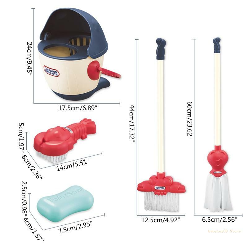 Y4UD Детский набор для уборки, набор домашних игрушек для швабры с метлой, совок для буксировки Buc