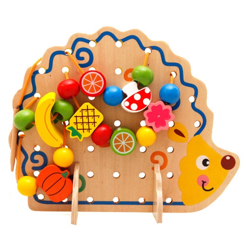 Spielzeug Kinder früh pädagogisches Lern puzzle Holz spielzeug Igel Obst Perlen Übung praktische Fähigkeit
