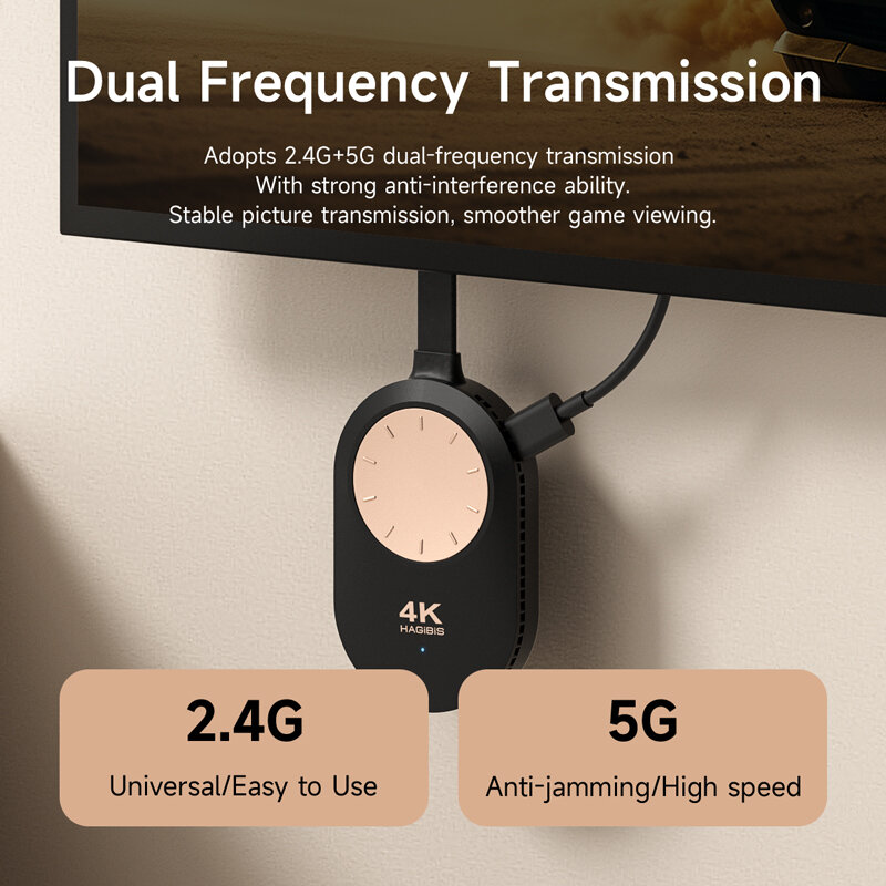 Hagibis-adaptador Dongle de pantalla Compatible con HDMI, extensor inalámbrico 4K @ 60Hz para ordenador portátil, PC, Smartphone, HDTV, proyector iOS