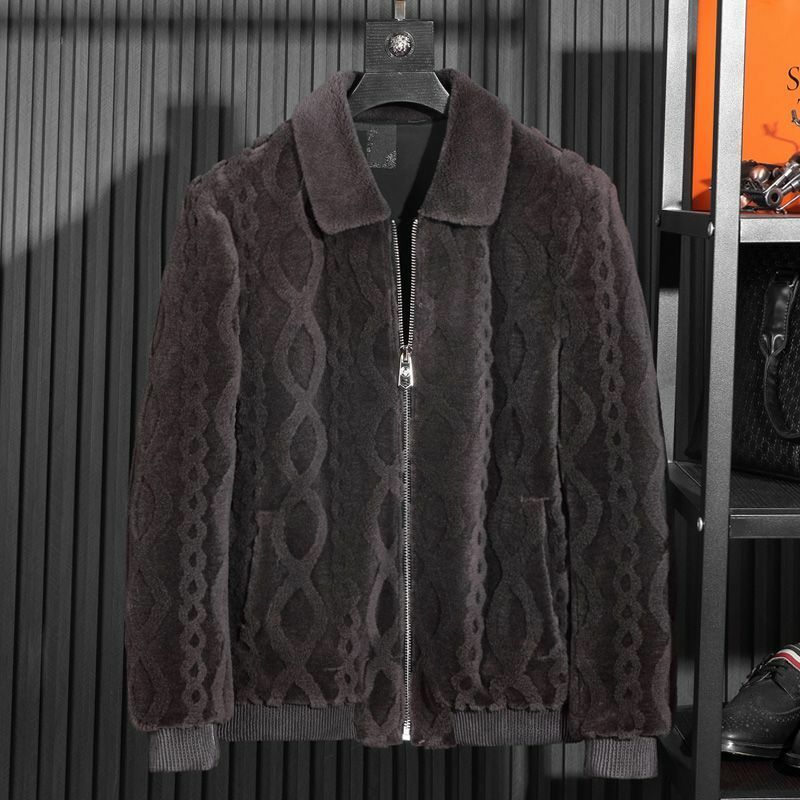 남성용 라펠 정품 모피 코트, 긴 소매 따뜻한 짧은 재킷, 패션 남성 진짜 모피 오버코트, I482, 2023 가을, 겨울, 신상